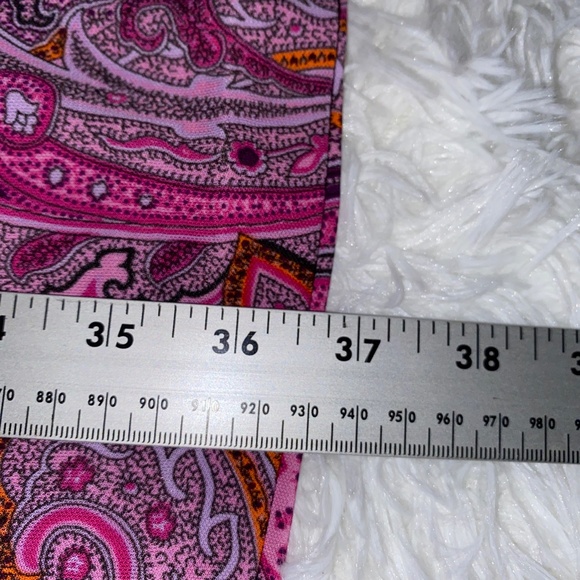 Pink and Purple Paisley Wrap Style Dress with snap closure 4Petite - Picture 8 of 8